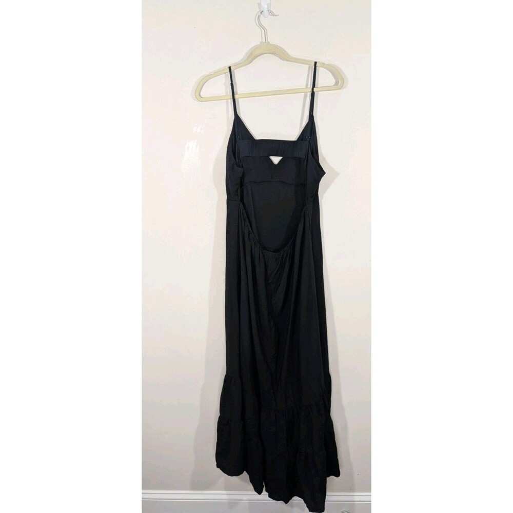 Women Dress XL Black Maxi Tiered Sundress Summer Sleeveless Open Back Feminine - Picture 4 of 8